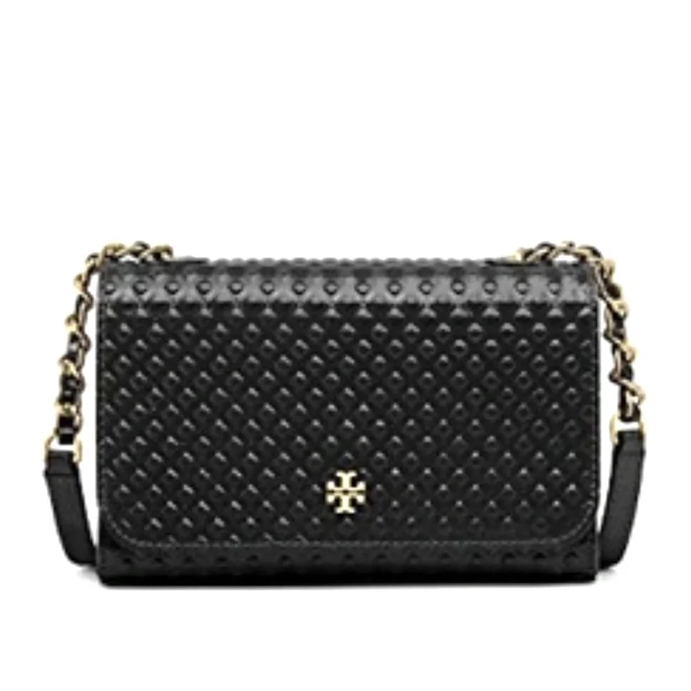 🆕 Tory Burch Marion Patent Flap Shoulder Bag Crossbody Black Embossed Leather